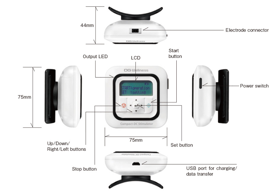 Compact-DC Stimulator GD-800 wearable device