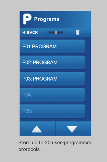 PHYSISONIC ES-7 user-programmed protocols