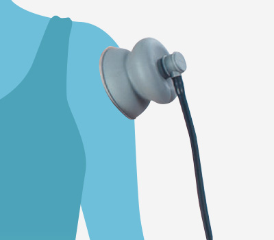 PHYSISONIC ES-7 hands-free therapy setup