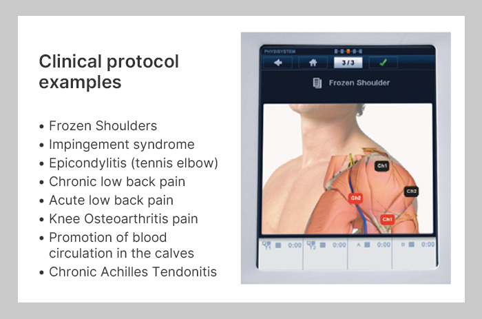 PHYSISYSTEM CT-7 treatment protocol display
